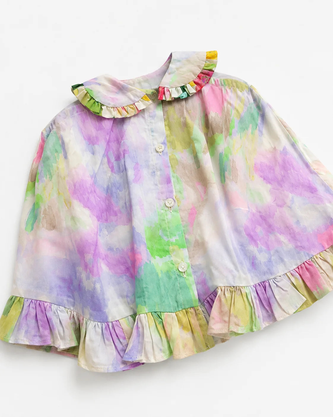 Multicolour Ruffle Full-Sleeve Summer Shirt for Baby Girls