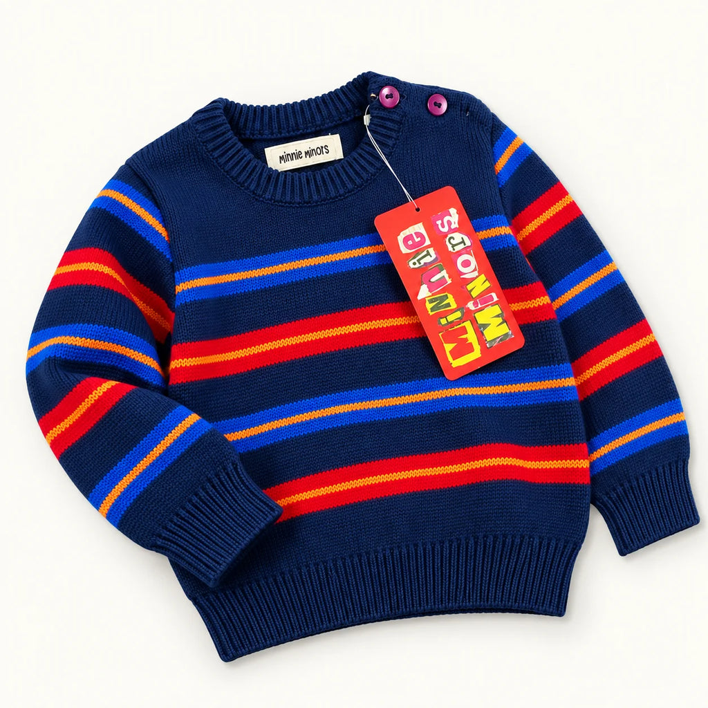Striped Baby Tops & Knitted Sweater – Pack of 3