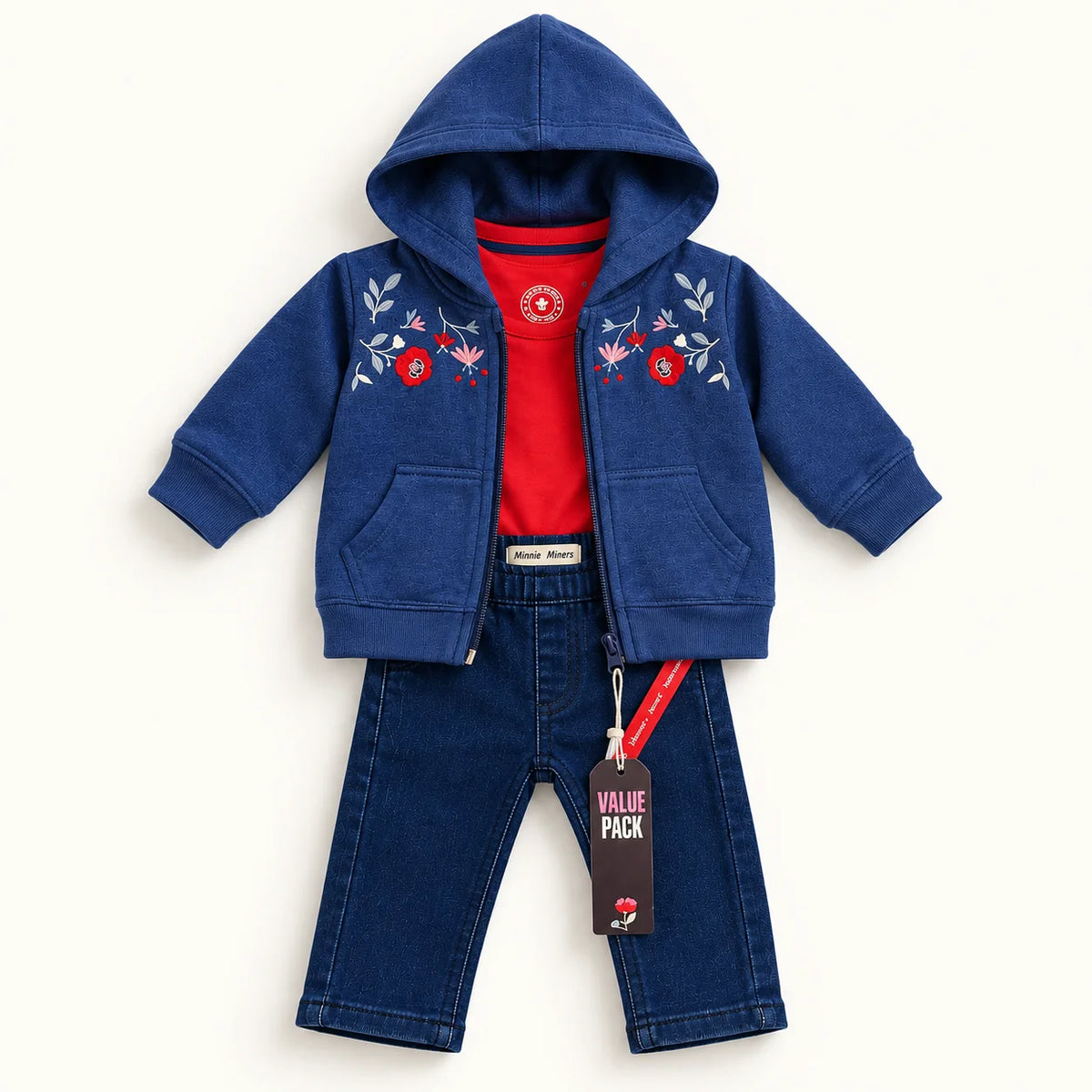 Minni Minors Blue Floral 3-Piece Newborn Outfit