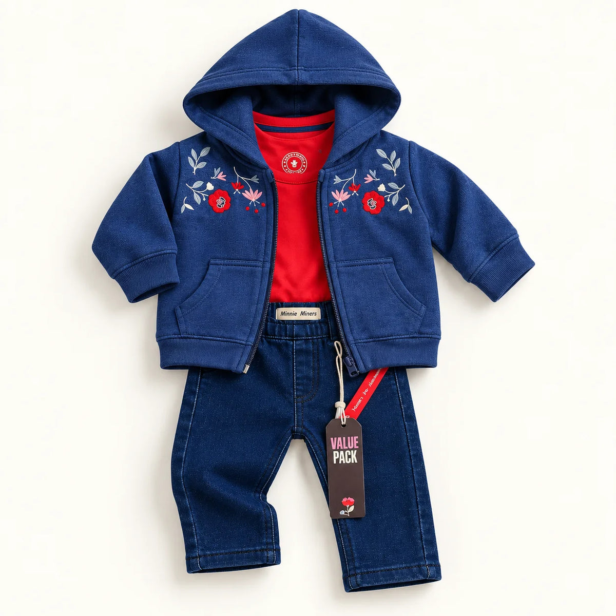Minni Minors Blue Floral 3-Piece Newborn Outfit