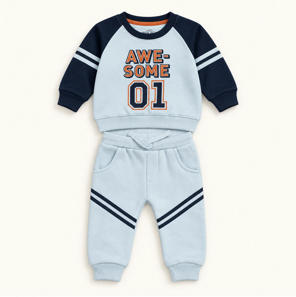 Rust & Light Blue Baby Tracksuits – Pack of 2
