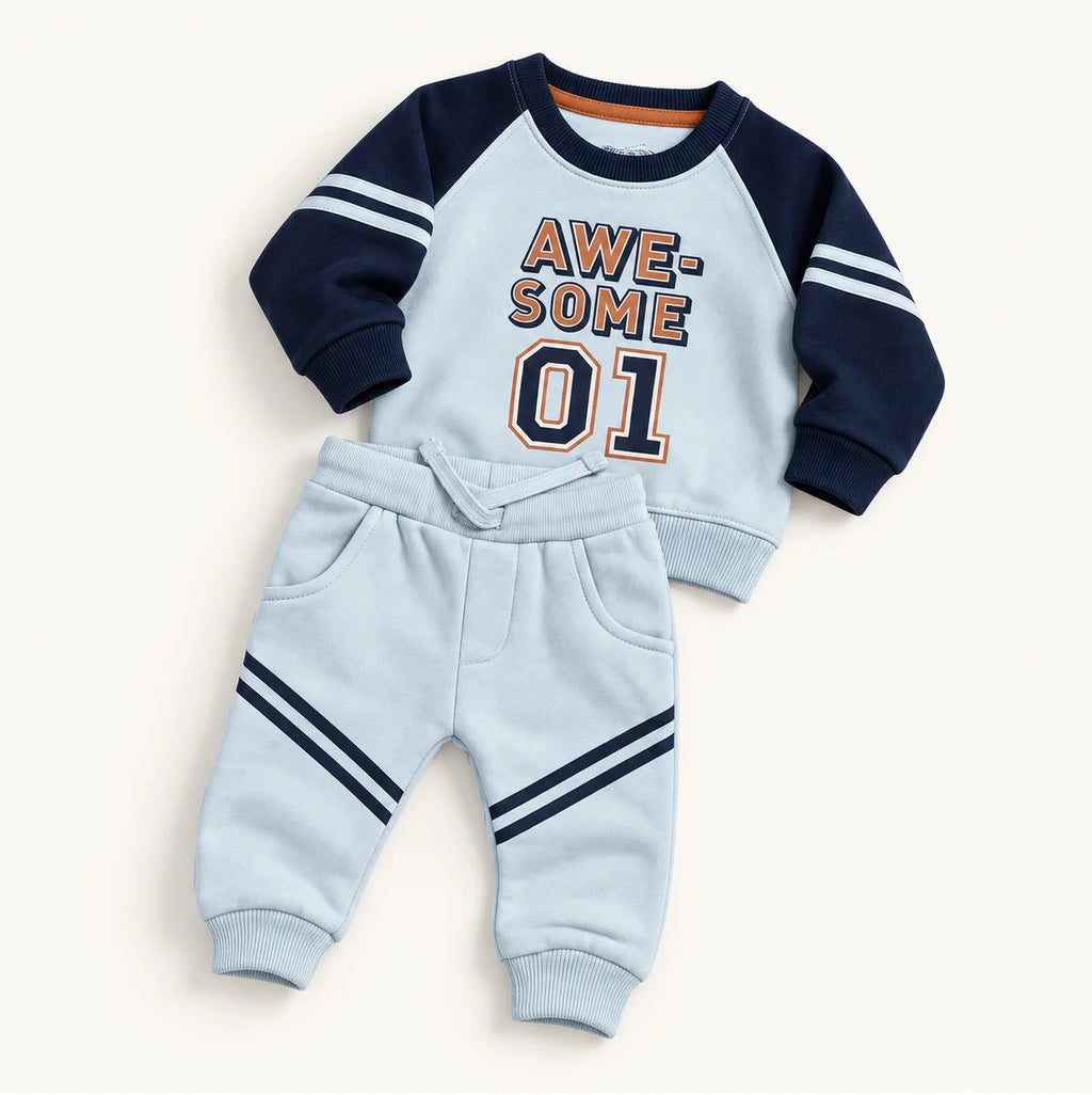 Rust & Light Blue Baby Tracksuits – Pack of 2