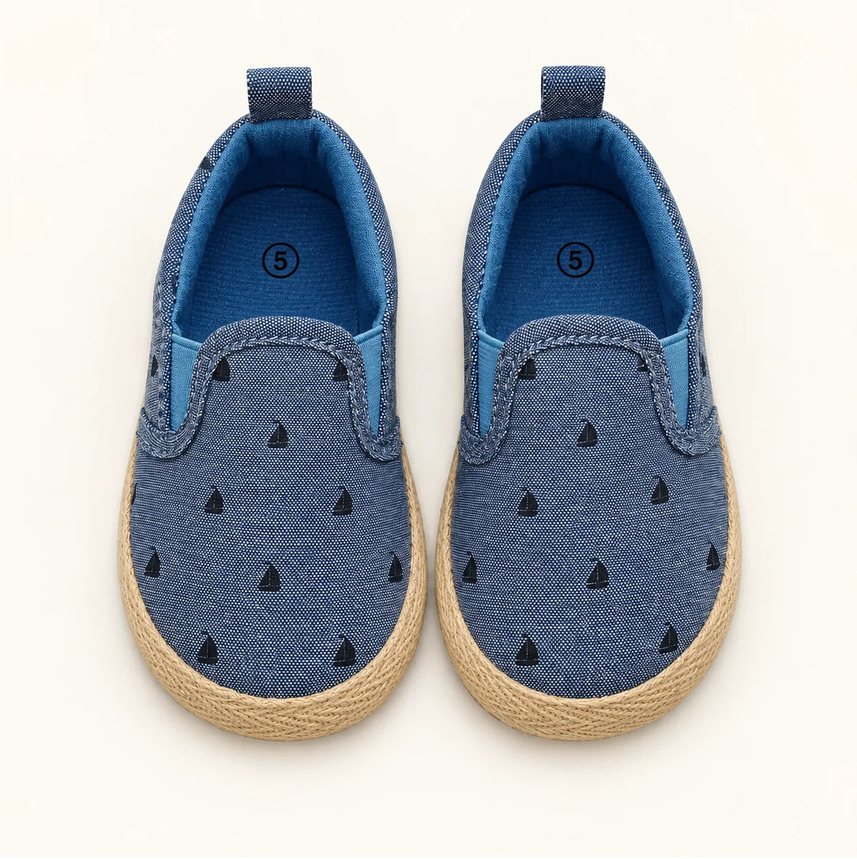 Minni Toes Blue Printed Baby Slip-On Shoes