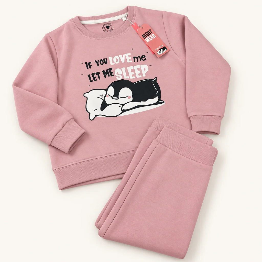 Pink Sleeping Cat Girls’ 2-Piece Nightwear Set