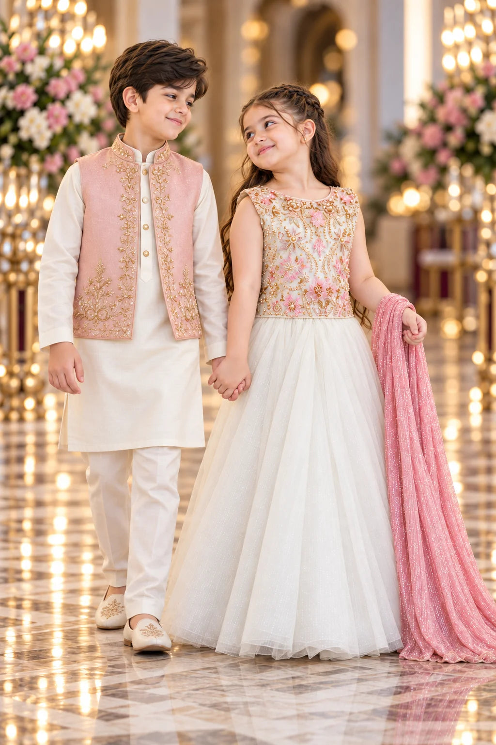 Customized Rose Ivory Sibling Matching Ensemble