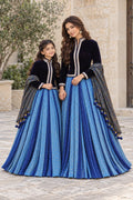 Customized Black & Royal Blue Matching Lehenga Kurti