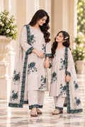 Customized Ivory & Teal Floral Embroidered Matching 3-Piece Suit