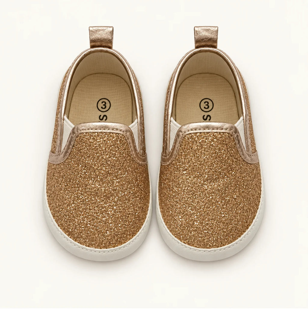 Minni Toes Gold Glitter Baby Slip-On Shoes