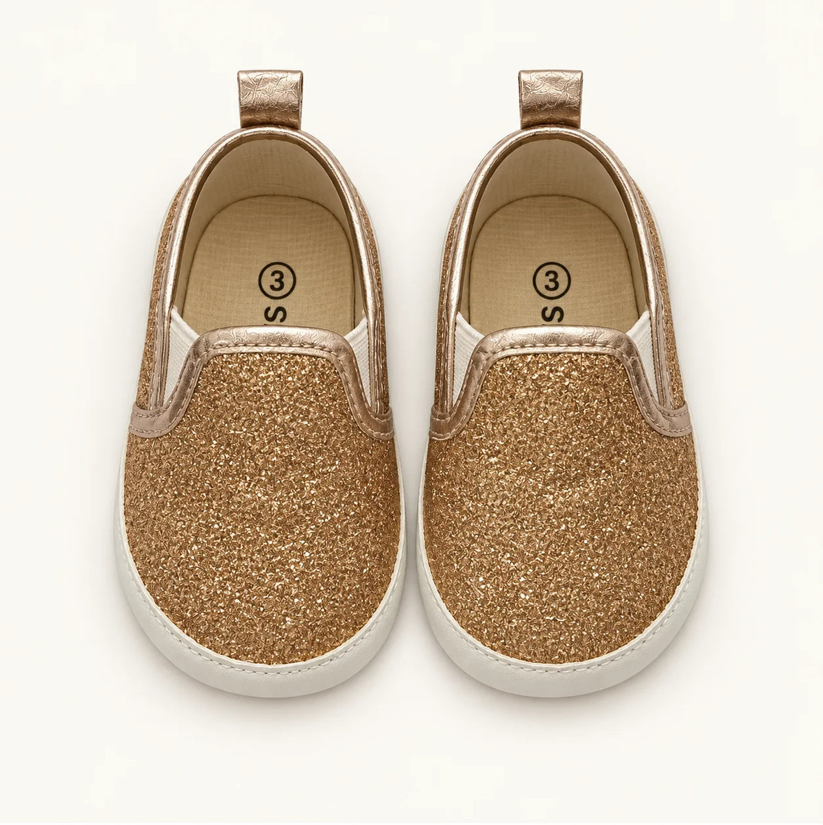 Minni Toes Gold Glitter Baby Slip-On Shoes