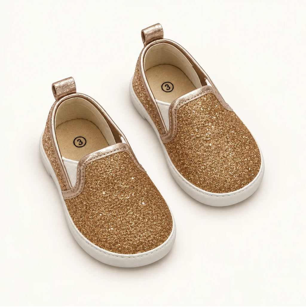 Minni Toes Gold Glitter Baby Slip-On Shoes