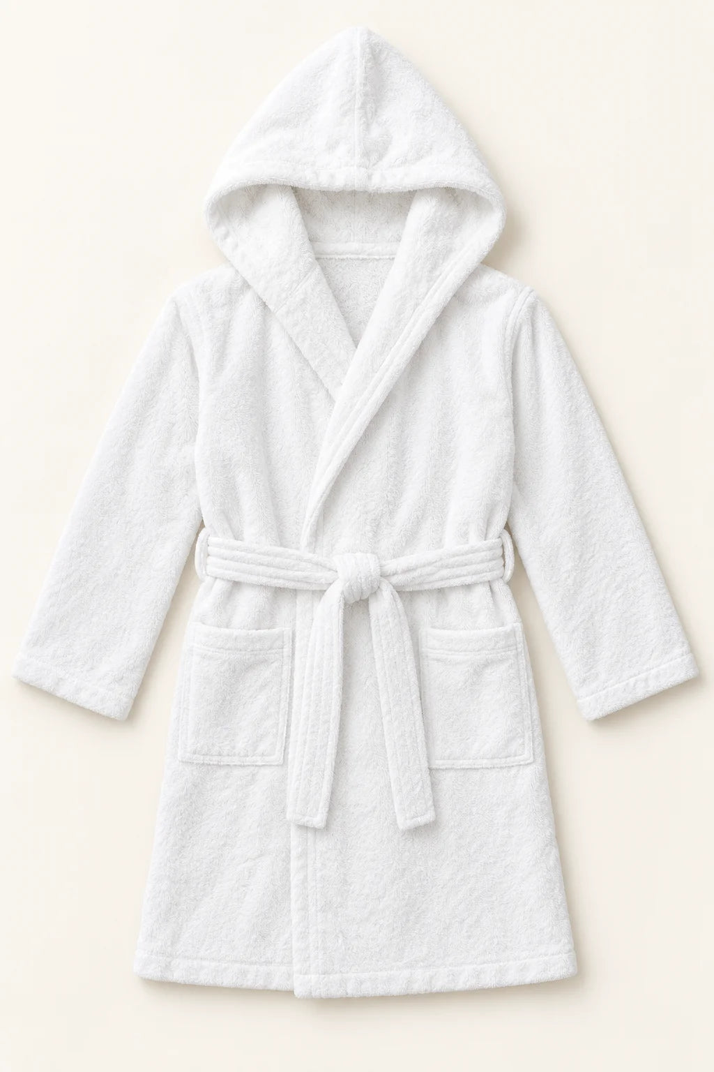 Classic White Hooded Bathrobe for Kids