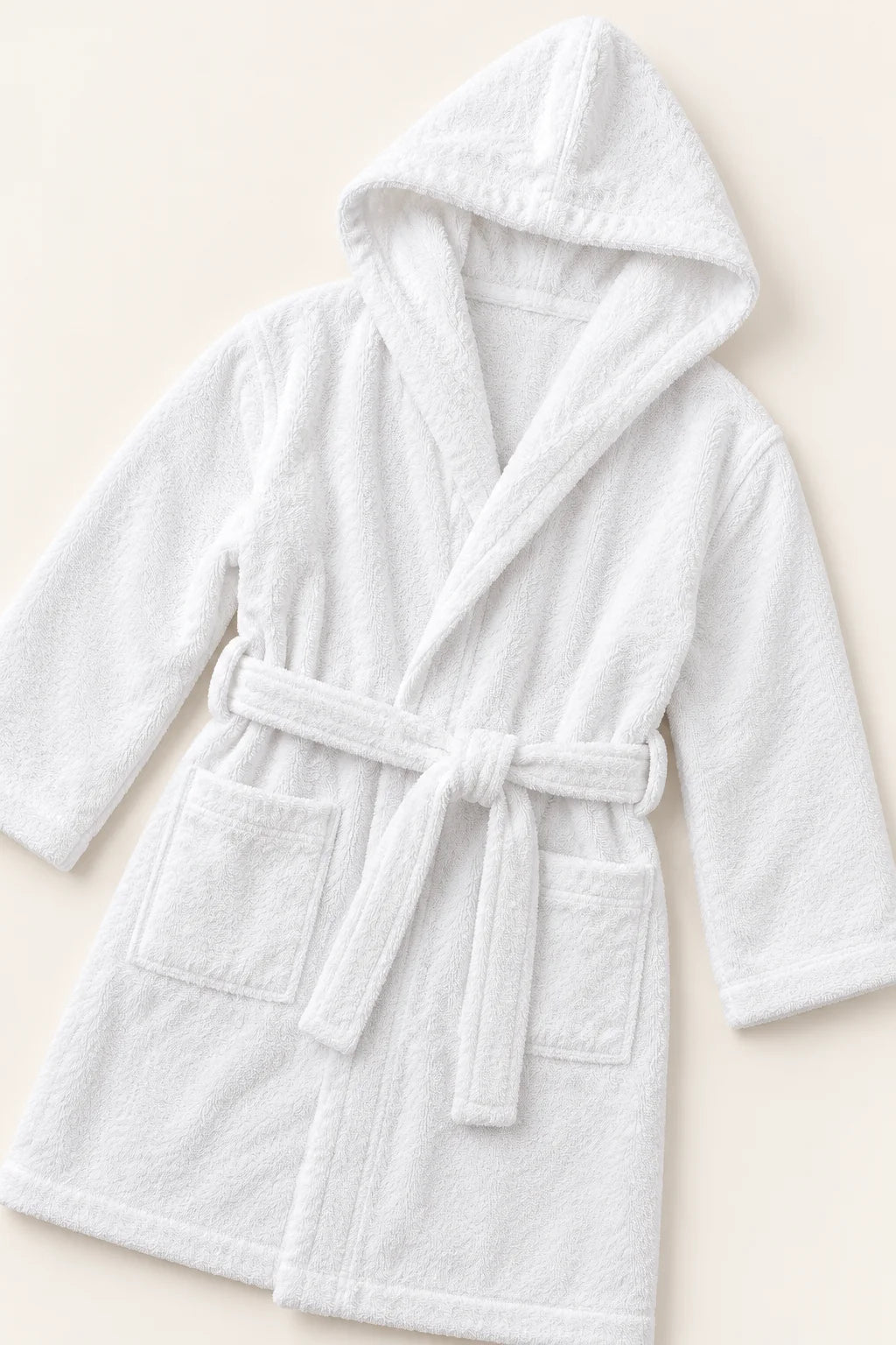 Classic White Hooded Bathrobe for Kids