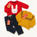 Minnie Minors Bunny Top, Knitted Sweater & Jeans Baby Set