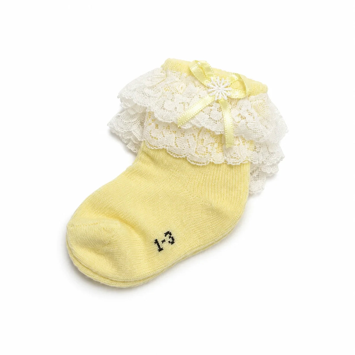 Light Yellow Lace Frill Socks for Girls