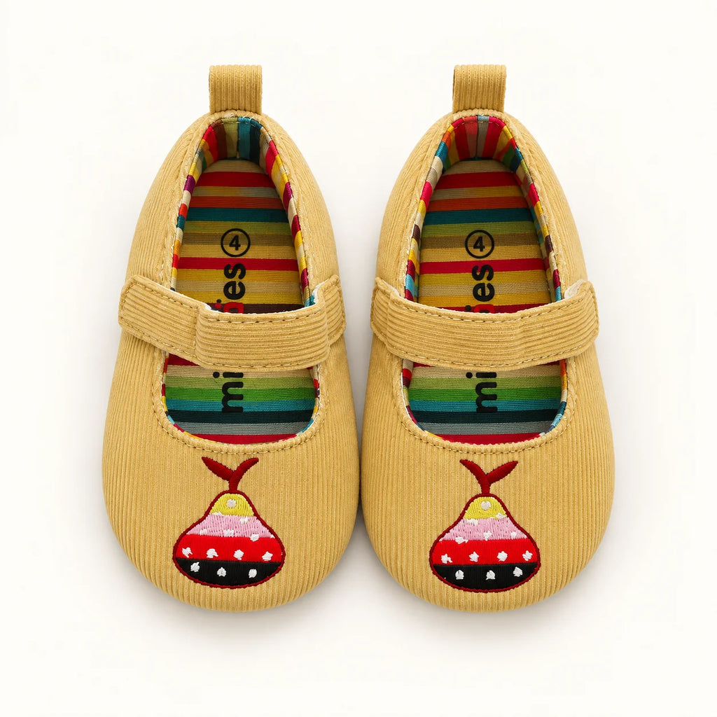 Minni Toes Yellow Embroidered Baby Shoes