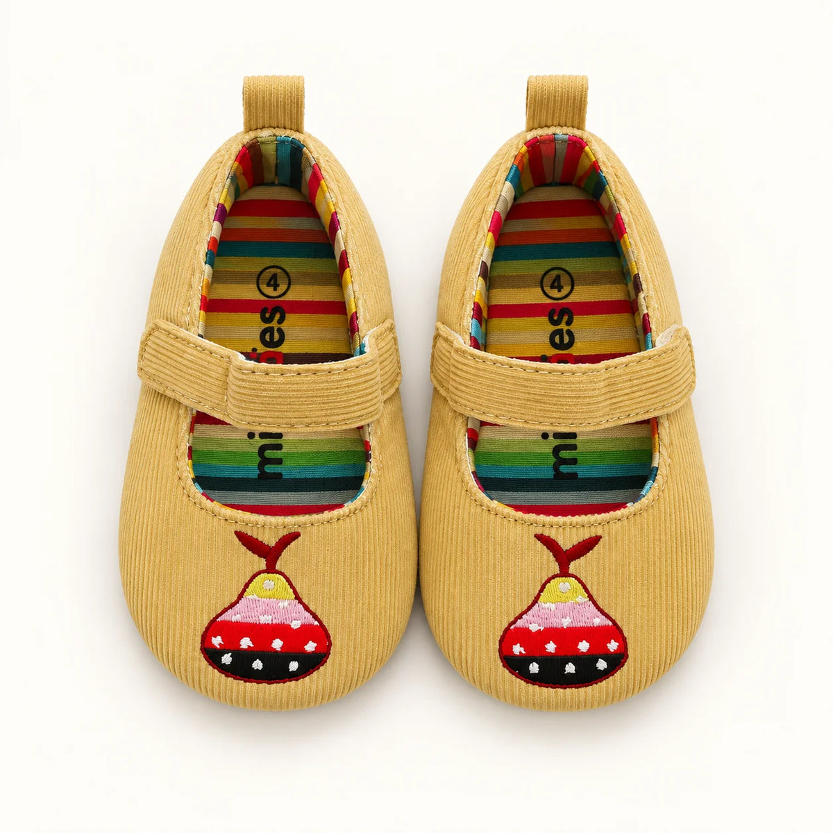 Minni Toes Yellow Embroidered Baby Shoes