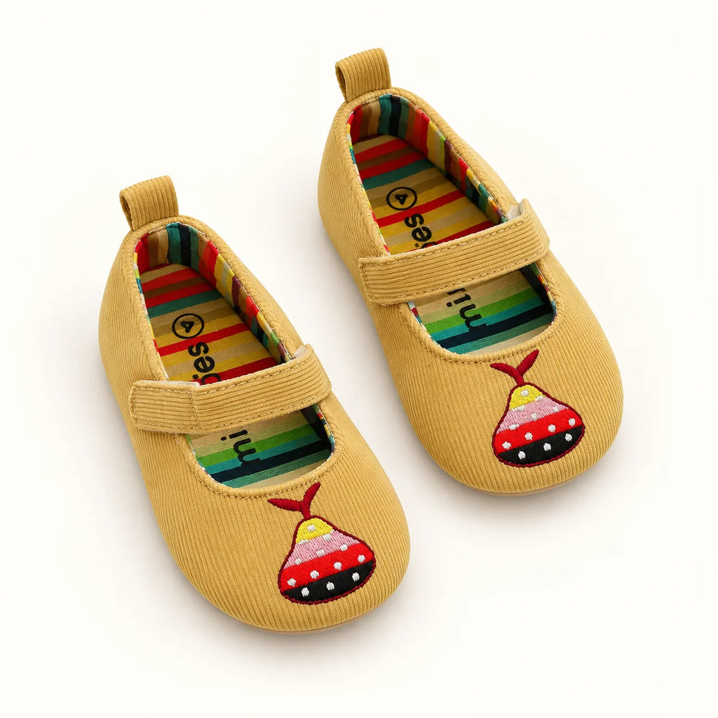 Minni Toes Yellow Embroidered Baby Shoes