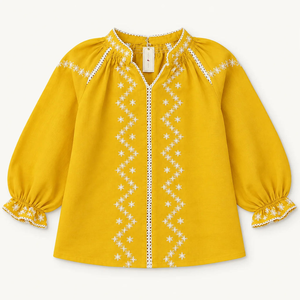 Turquoise Smile Top & Mustard Embroidered Blouse – Pack of 2