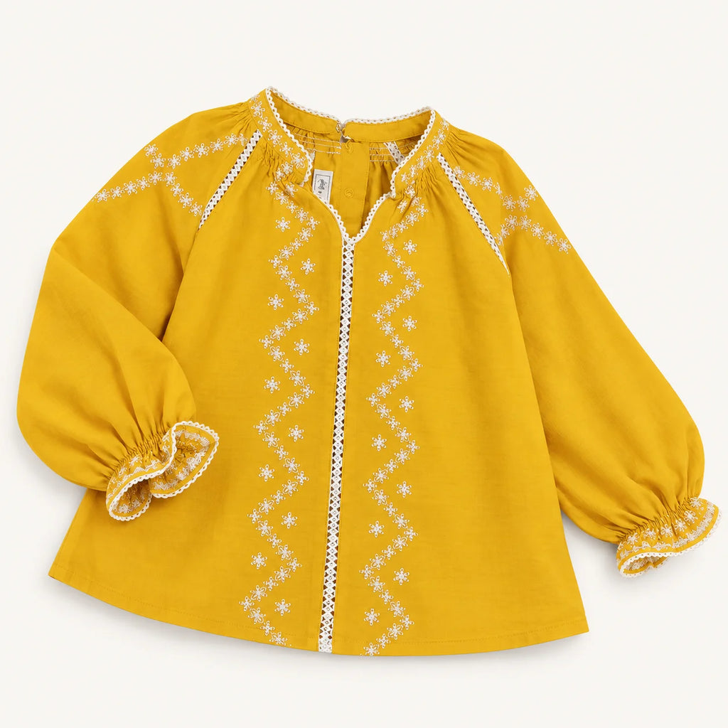 Turquoise Smile Top & Mustard Embroidered Blouse – Pack of 2