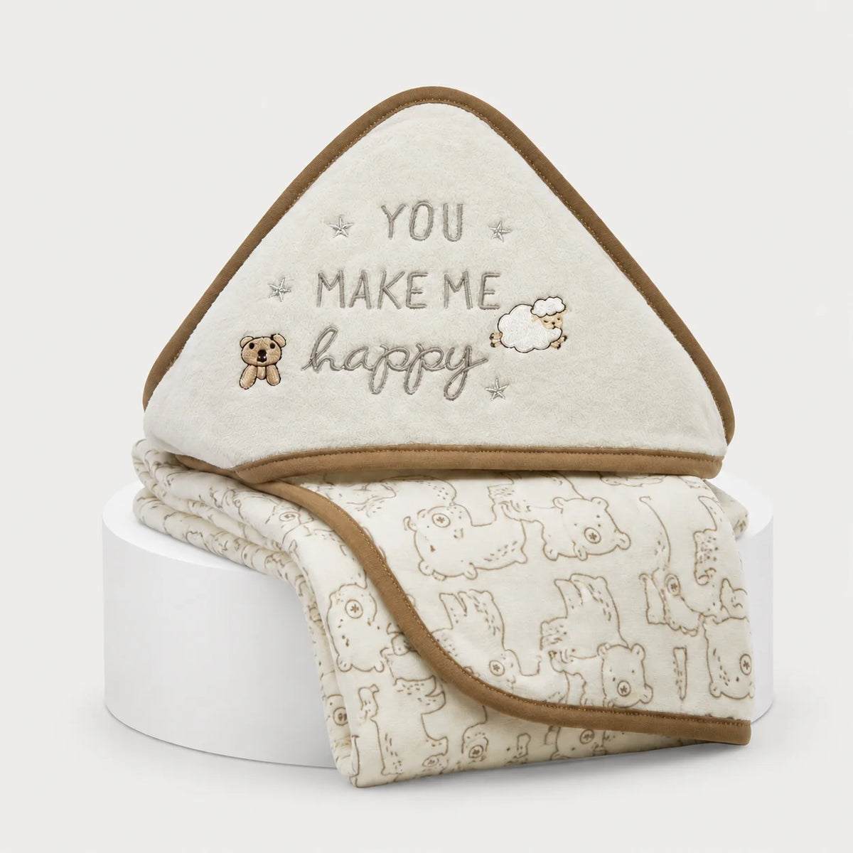 Off-White Animal Design Hooded Baby Towel